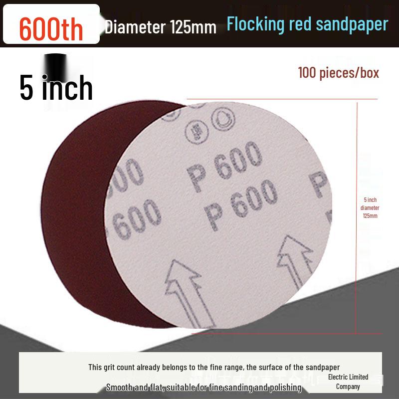 5-inch Self-Adhesive Flocked Sandpaper Disc for Sanding and Grinding (125MM)