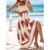 Summer New Style Women's Ladies Dress Printed Front Cross Sleeveless Loose Casual Beach Dress