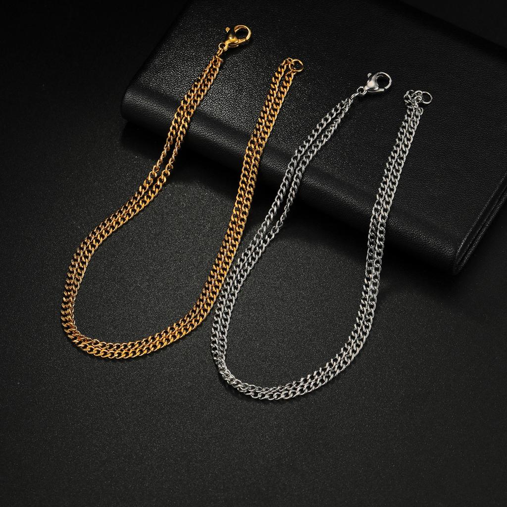 Gold Color Stainless Steel 316 Cuban Chain Bracelet Street Style  for Men And Women
