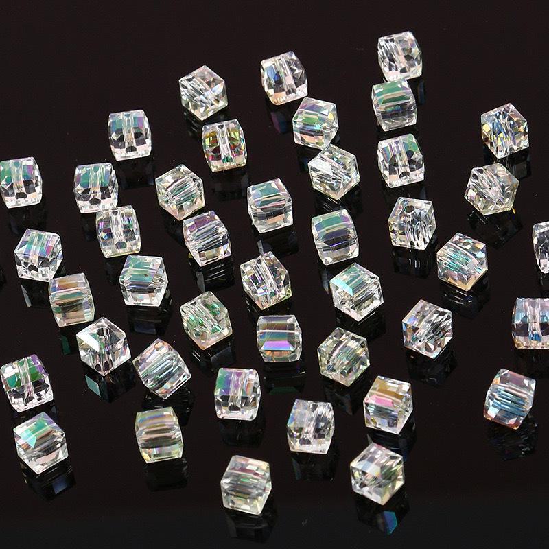6-8mm Multi-Faceted High-Transparency Crystal Square Beads for Colorful DIY Jewelry Making