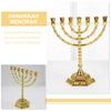 Seven Branch Religious Candlestick Metal Hanukkah Menorah Je Holder Desktop Candlesticks Simple Holders Base Nament