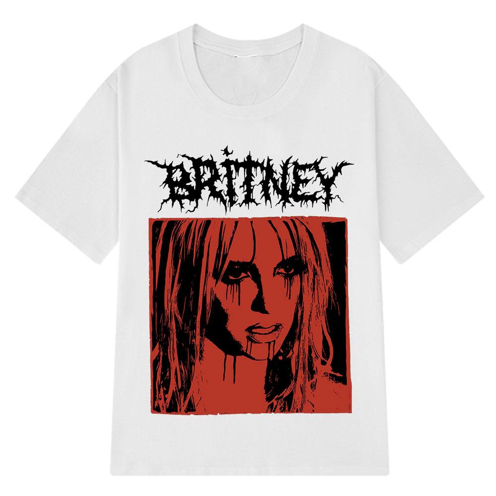 Britney Spears Metal Rock Graphic Vintage T-shirt Men Women Fashion Hip Hop T Shirts Short Sleeve Pure Cotton T Shirt
