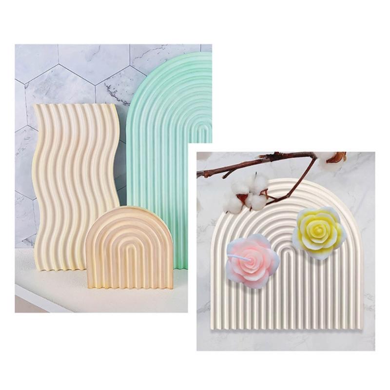 Striped Coaster Silicone Molds for Resin Casting Arch Door Coaster Tray Molds Epoxy Casting DIY Craft Cup Mat Resin Mold