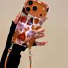 Vortex print IND graffiti leopard print phone case with handheld lanyard for iPhone 11 12 13 14 15 16  17 Pro Max