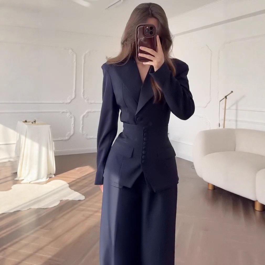 2025 Women's Autumn V-neck Button Long Sleeve Top & Pants Fashion Set