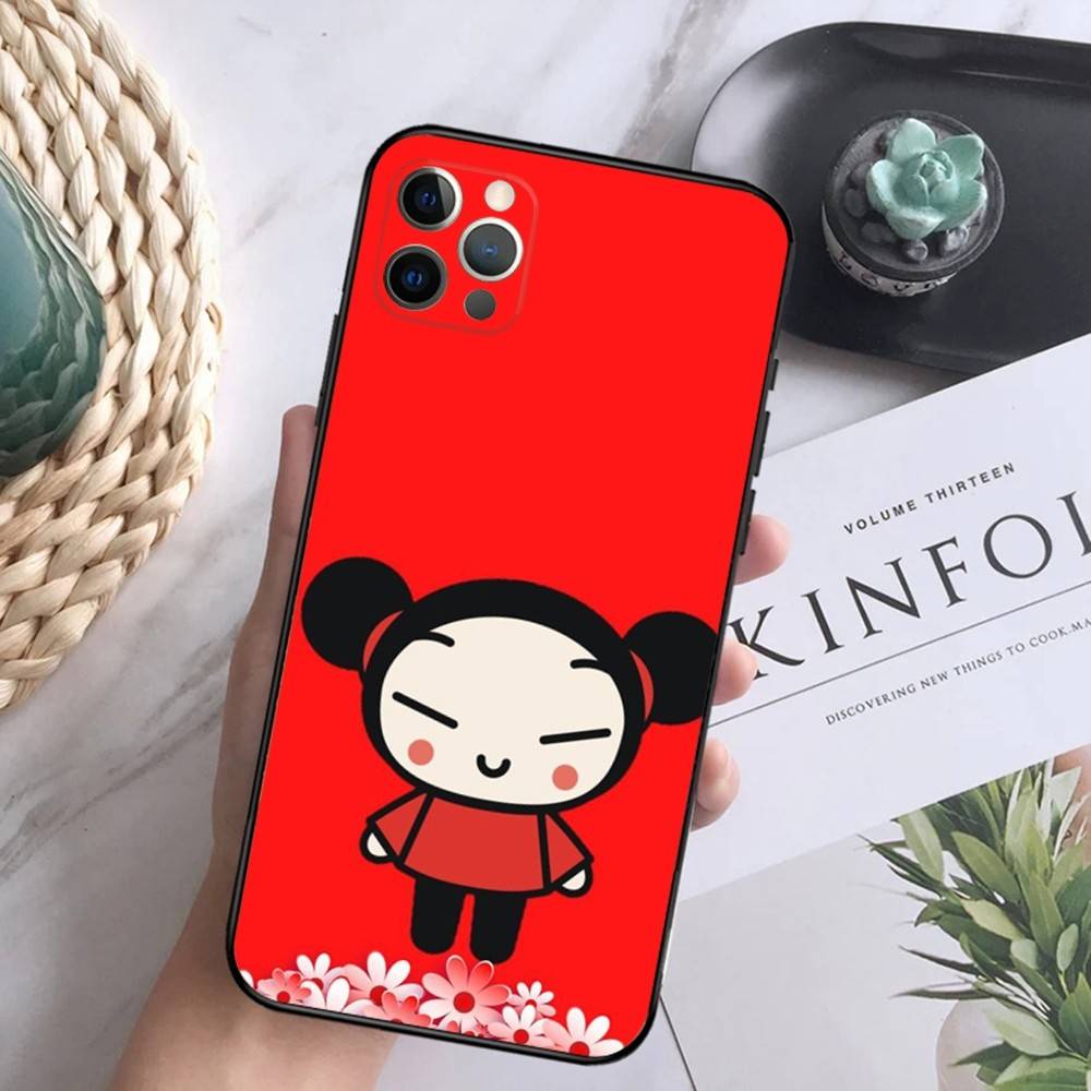 Cartoon P-Pucca Phone Case For iPhone 16,15,14,13,12 Mini 11 Pro XR,X,XS,MAX 7,8 Plus Silicone Cover Soft Black