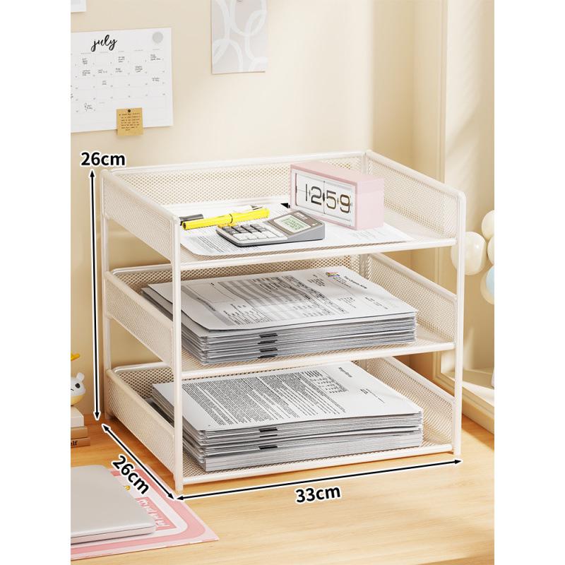 Multi-Layer File Organizer for Desktop: A4 Paper, Books, and Folder Storage Rack