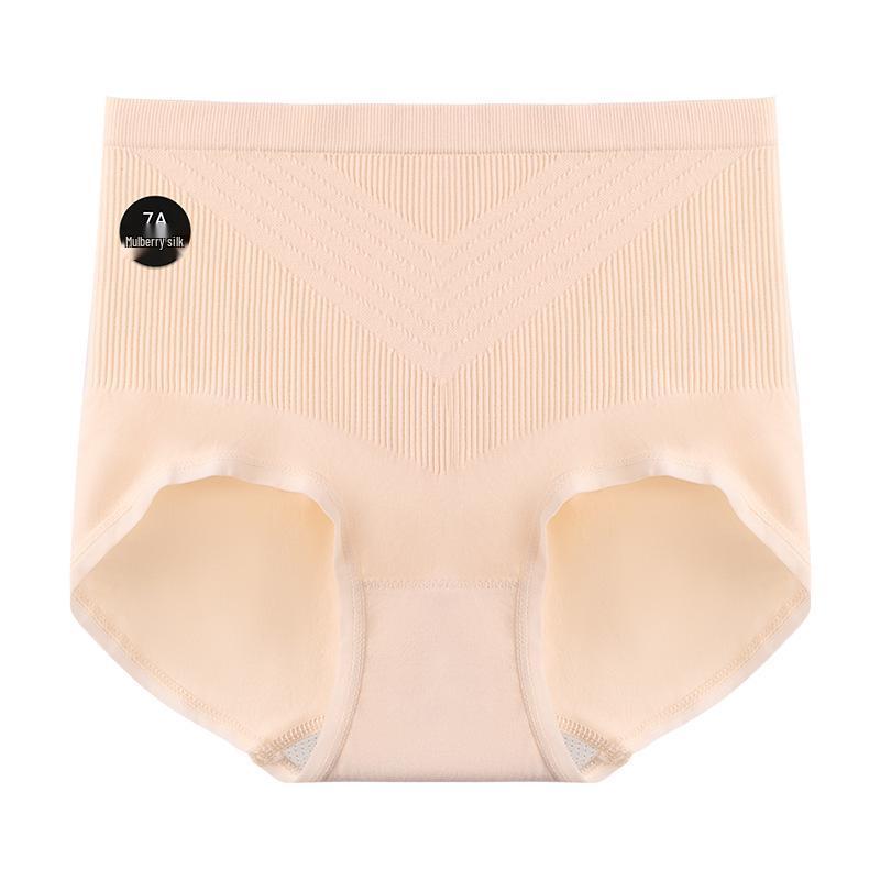 Women's 7A Antibacterial Silk High-Waist Seamless Tummy Control Underwear - Breathable Abdomen & Buttocks Lifting Briefs