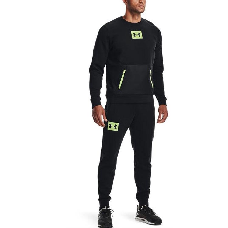Under Armour Embroidered Logo Crewneck Sweatshirt Men Tops Black 1366222-001