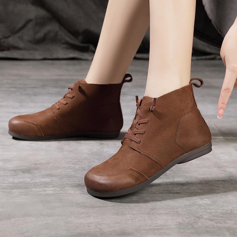 Autumn and winter new first-layer cowhide single boots retro Martin boots women's soft sole soft surface casual