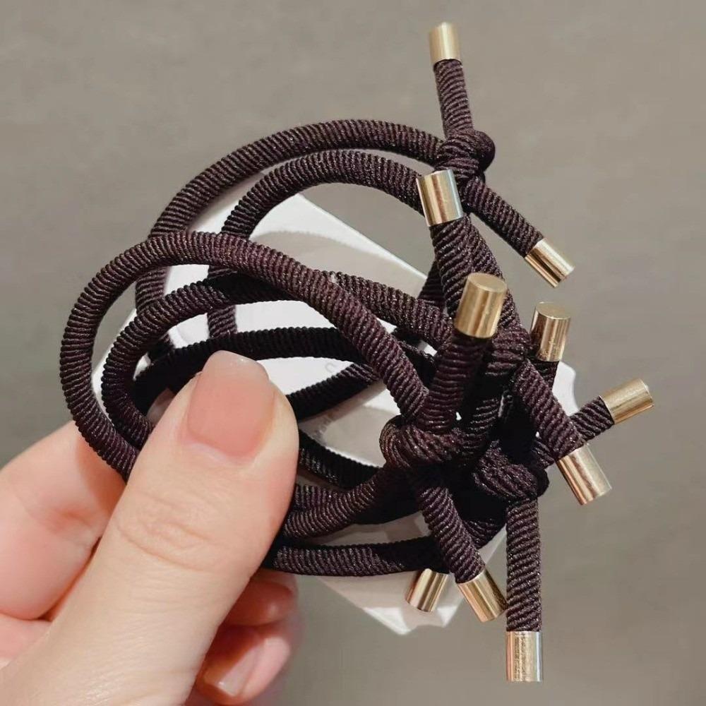5PCS Gold Plated Elastic Hair Rubber Bands Mix Color Styling Decoration Hair Bands High Elasticity Ponytail Holder