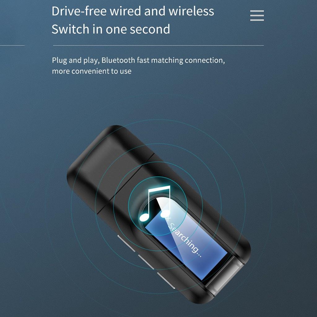 

USB Аудиоприемник Bluetooth 5.0 Передатчик LC D Экран 2IN1 Беспроводной адаптер