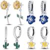 925 Silver Sunflower Flower Plant Series Drop Earrings For Woman Fashion Party Gifts Elegant S925 Jewelry Accessories