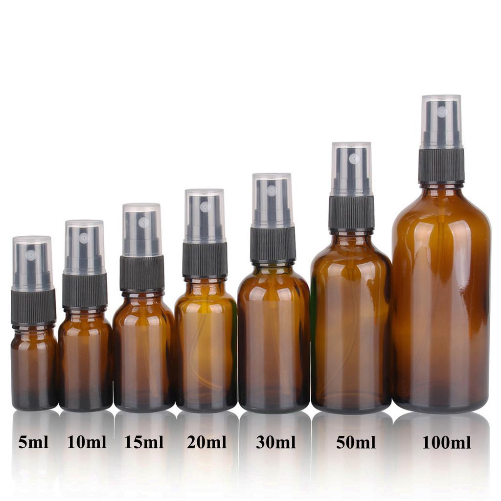1 Stück 5 ml 10 ml 15 ml 20 ml 30 ml 50 ml 100 ml Braunglas Alkohol Desinfektionsmittel Sprühflasche mit Feinsprühkopf für Ätherische Öle