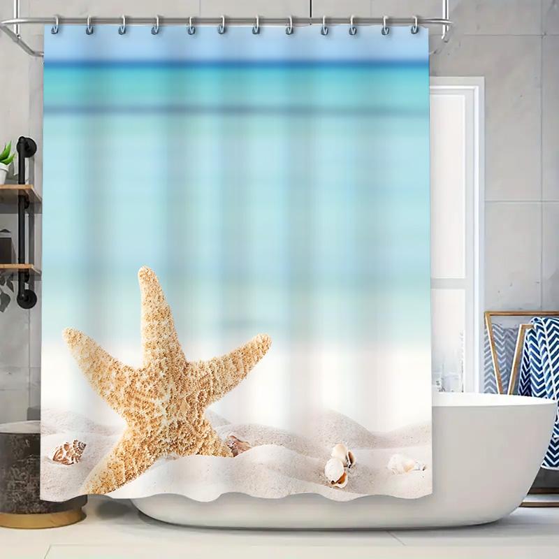 

Starfish Beach Theme Shower Curtain - Waterproof And Durable - Perfect For Home Bathroom Decor Easy To Clean And Maintain W60H190(CM)-1 Pcs