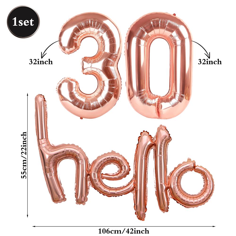 30th Birthday Decorations For Her Rose Gold Plates Napkins CupsTablecloths Hello30 Balloons 30th Birthday Party Favors For Women