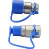 MEASUREMAN Blue Dust Caps Plugs for 1/2" Flat Face Hydraulic Quick Connect Couplers, 4 Sets Rubber Covers for 1/2" Body Bobcat Skid Steer Flat Face