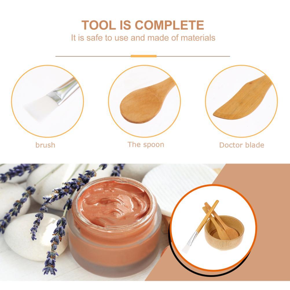 Sada nádob na míchání obličejových krytů Sady dřevěných krytů na obličej, včetně misky, lžíce, štětce a míchadla