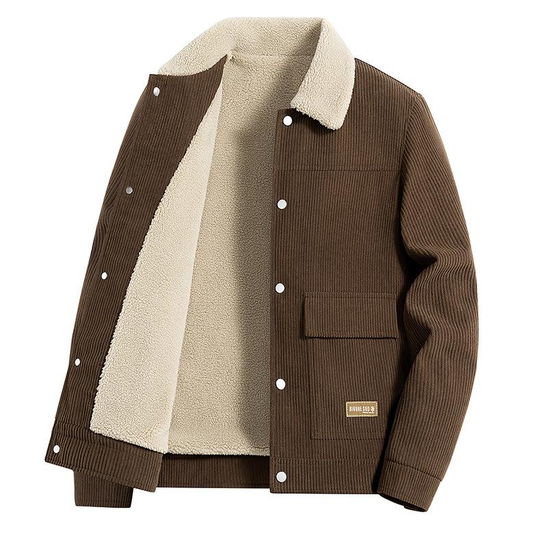 Men's Suede Plush Jacket: Warm, Thickened, Casual Wear for Spring, Autumn, and Winter