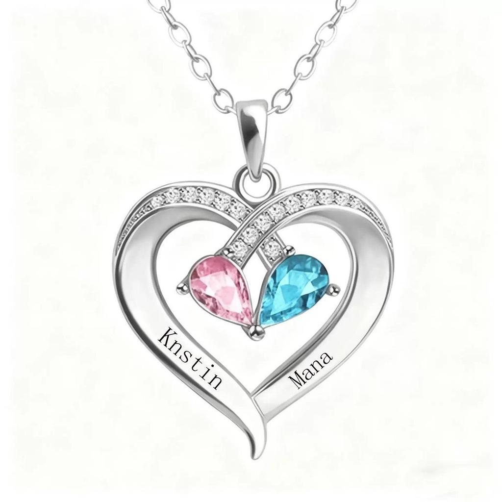 New Two-Color Water Drop 12 Zodiac Heart Necklace: Custom Engraved Jewelry Gift