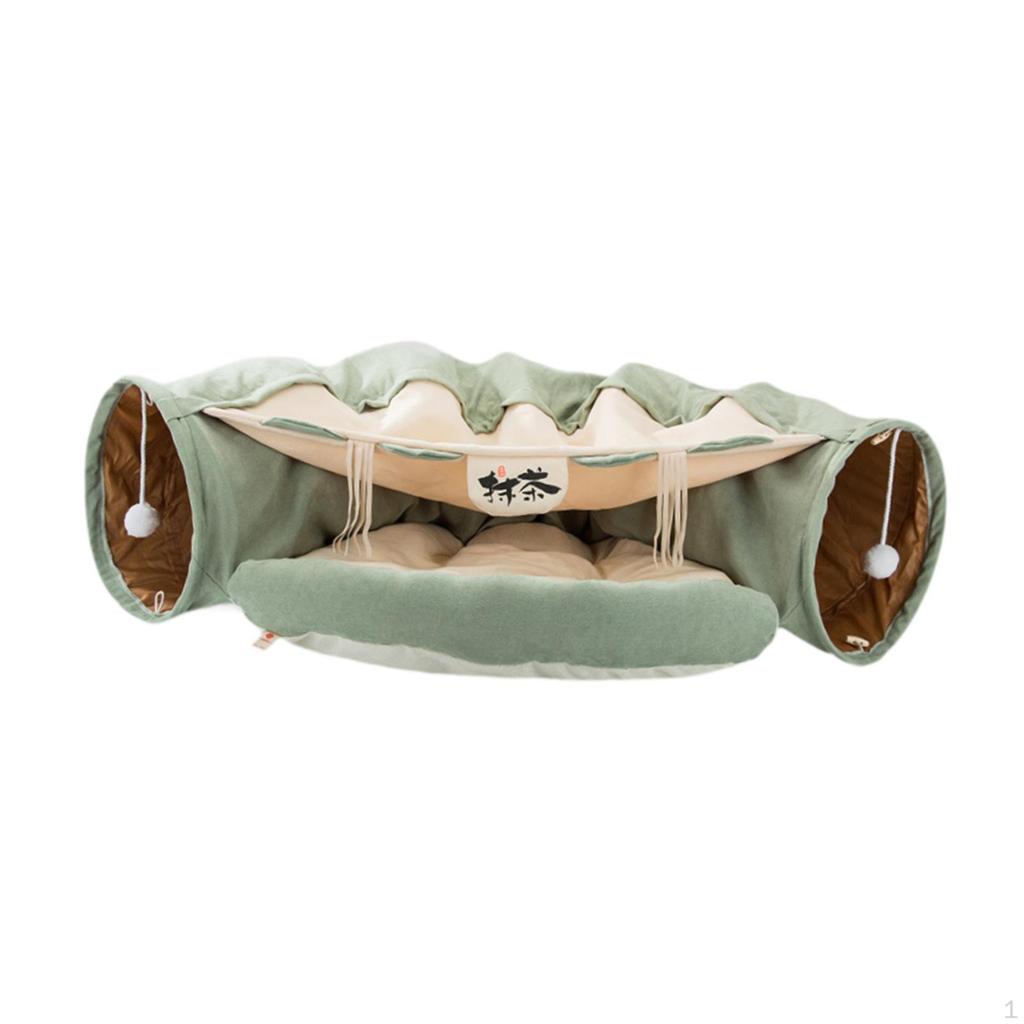 2 In 1 Cat Tunnel Bed Activity Center with Removable Washable Mat for Outdoor