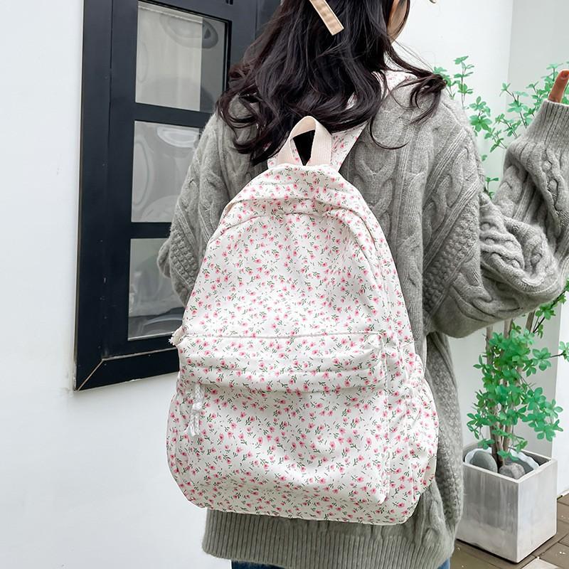 School Bag For Girls College Style Small Floral Print Backpack Printed Middle School Student Backpack
