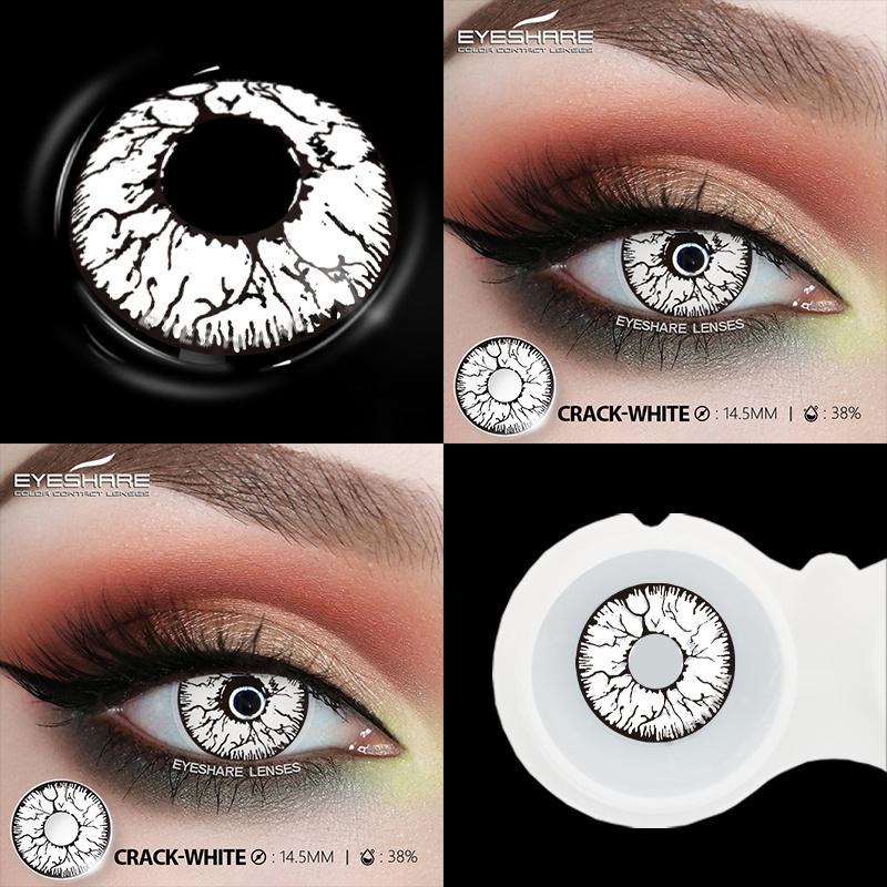 1 Pair Color Contact Lenses for Eyes Cosplay White Lenses Anime Accessories Lenses Black Contacts Lenses for Halloween