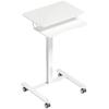 Height-Adjustable Standing Desk, Rolling Sit-Stand Desk with Keyboard Tray, Casters and Steel Frame, White
