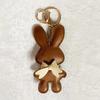 1Pc Cute Pu Leather Solid Color Bunny Keychain Creative Bow Bunny Keyring Car Key Holder Pendant Bag Charm Gifts