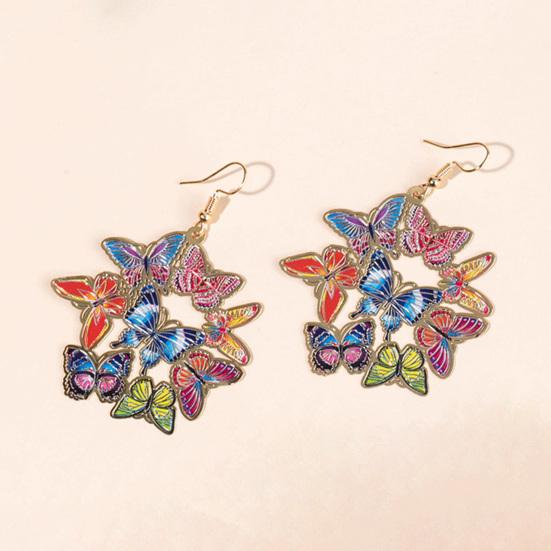 1 Paar baumelnde Ohrringe, Zeichnung, künstlerisch, hochwertig, individuell, farbecht, süß, bunt, Blumen, Schmetterlinge, zum Aufhängen