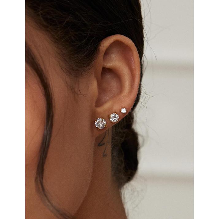 6 Pairs Stud Earrings Set, Hypoallergenic Cubic Zirconia 316L Earrings Stainless Steel CZ Earrings 3-8mm