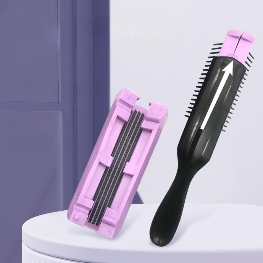 

1 шт. Девятирядная расческа, Массажная расческа для укладки, Съемная большая расческа для выпрямления волос, Пластиковая расческа для волос фиолетовый