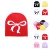 Acrylic Knitted Hat With Bow Detail For Autumn Casual And Outdoor Use