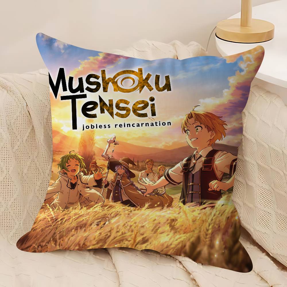 Mushoku Tensei Jobless Reincarnation Personalized Picture Text Home Decorative Pillows Household Gifts 45x45cm