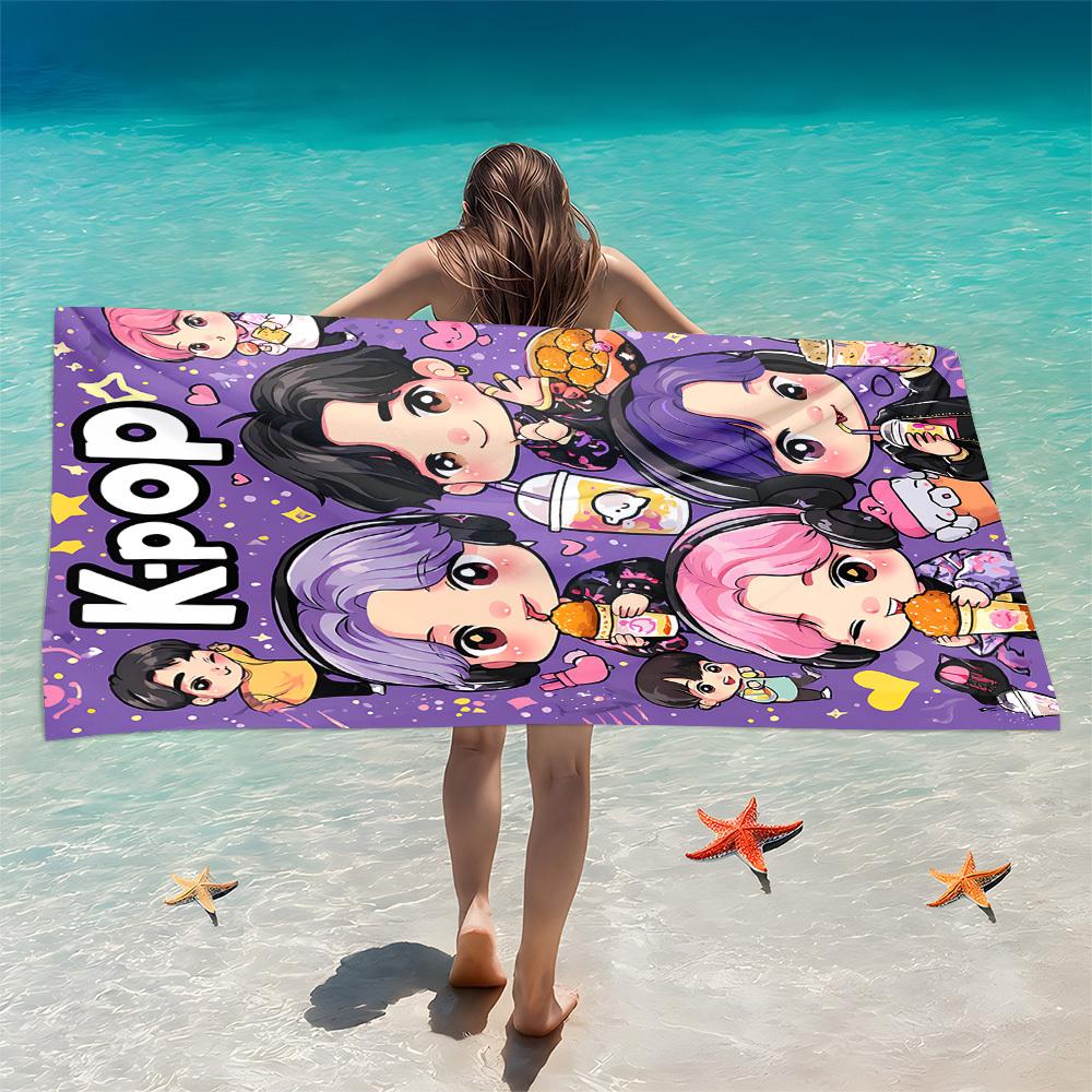 1pc K-pop Idol Beach Towel Extra Large Quick Dry Microfiber Sand Free Absorbent for Pool Travel Yoga 2D Flat Print Washable