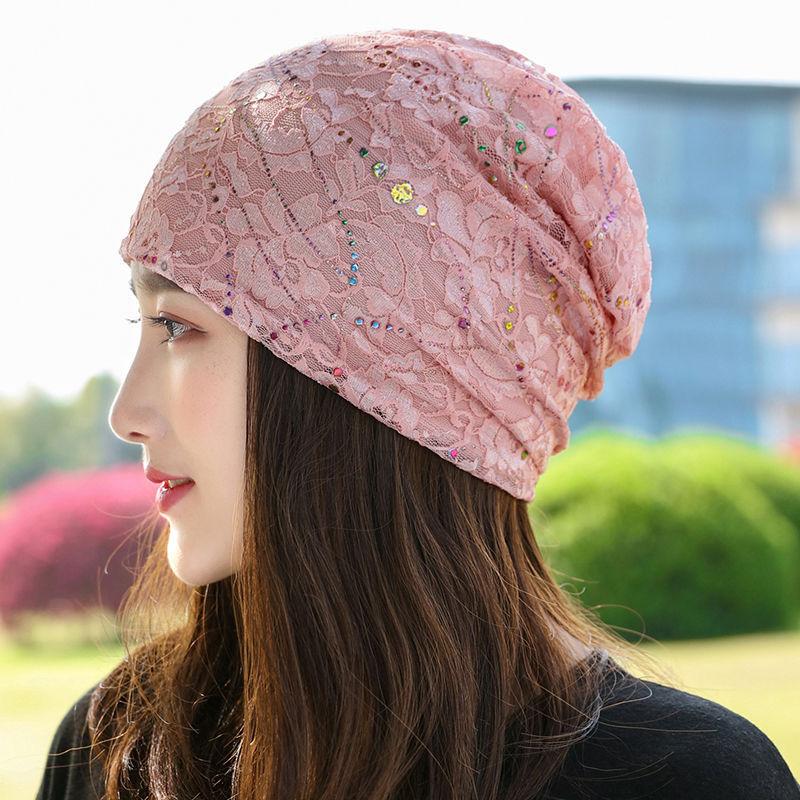 Moon Hat Cotton Breathable Light Turban Cap Air Conditioning Cap Hat Female Spring and Fall Thin Section Lined Head Wrapping Cap