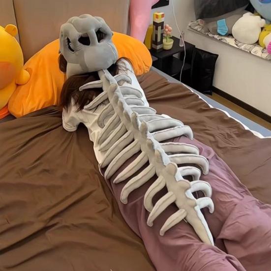 Realistic Dinosaur Skeleton Costume Set Adult Dinosaur Skull Headpiece And Spine Attachment 3D Halloween Cosplay Outfit