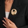 Vintage Pleated Hollow Round Circle Brooch Simple Corsage Premium Brooch
