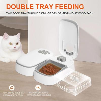 PeTnessGO Automatic Pet Feeder Double Dish Bowl Dog Food Dispenser Cat Food Bowl Food Storage Container Pet Accessories