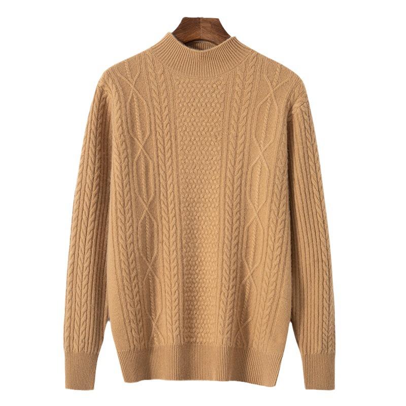 Men's Plus Size Cashmere Sweater - Thick, Warm, Loose Fit for Autumn & Winter