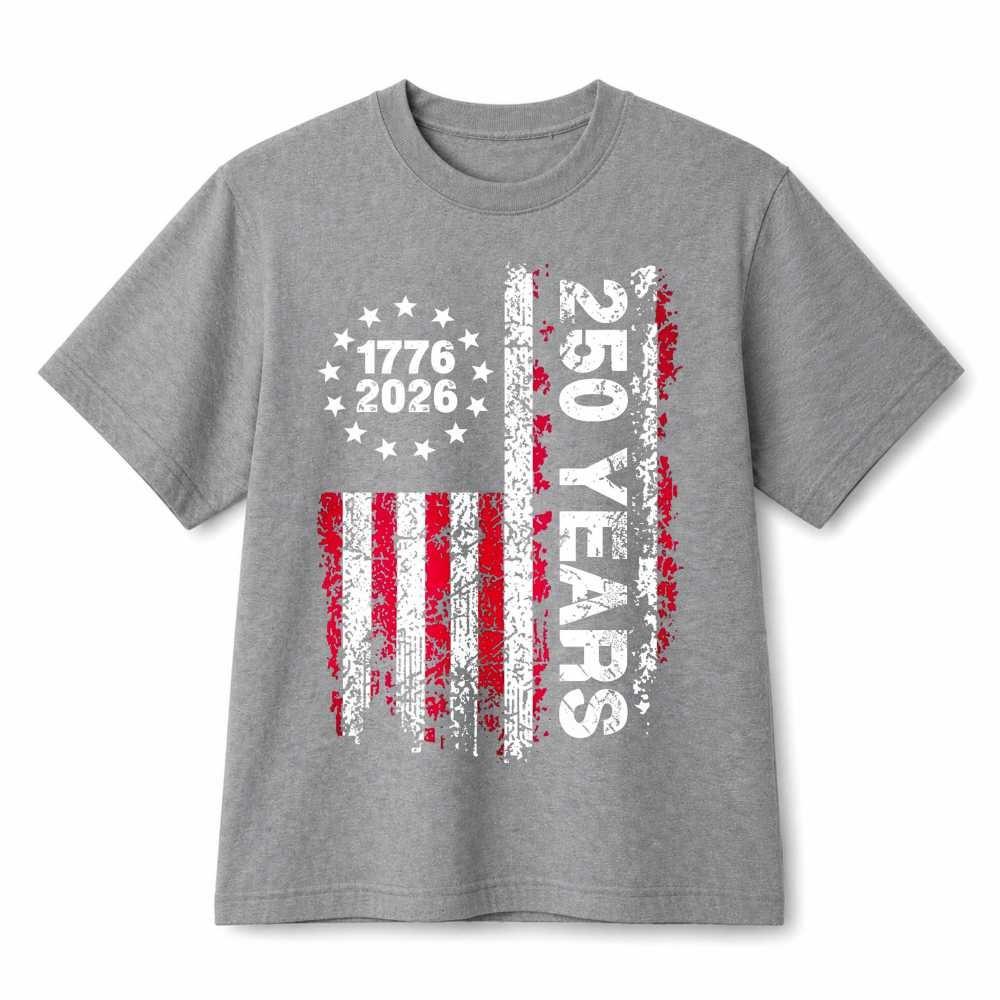America 250th Anniversary Vertical Vintage American Flag Cotton T-Shirt Unisex M