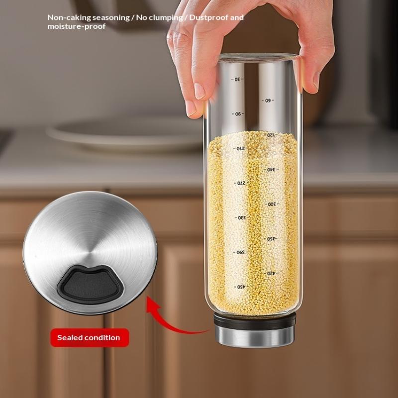 200/300/500 ml Vysokoborosilikátové sklo Nádoba na koření Sůl Sezam Pevné koření Uzavíratelná láhev Pepř Kořenka s otočným víčkem