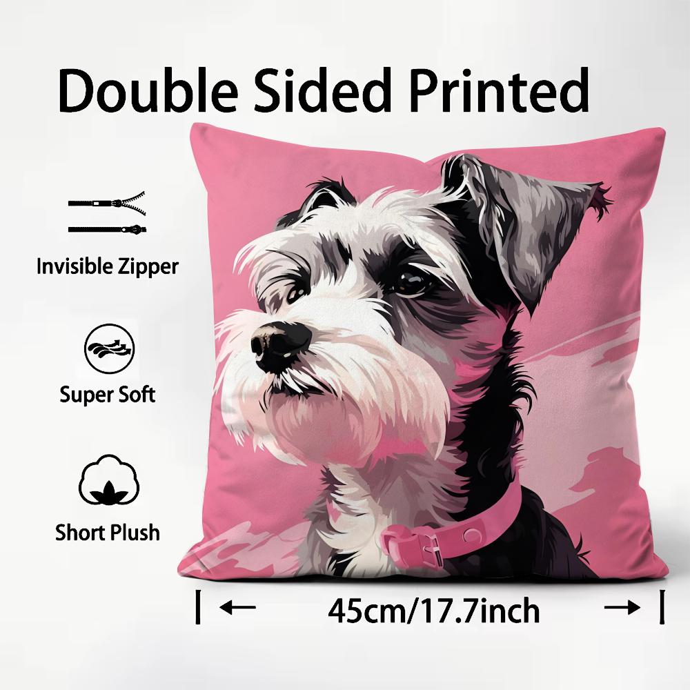 Dog Cute Cushion Cover Plush Fabric Soft DoubleSided Printed Sofa Warm Winter Home Child Gift Pillow Case