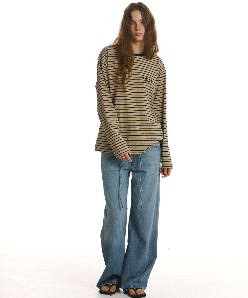 Kimseupeulesikoteunmakes Mini Bam Line Stripe Ls Tee Beige