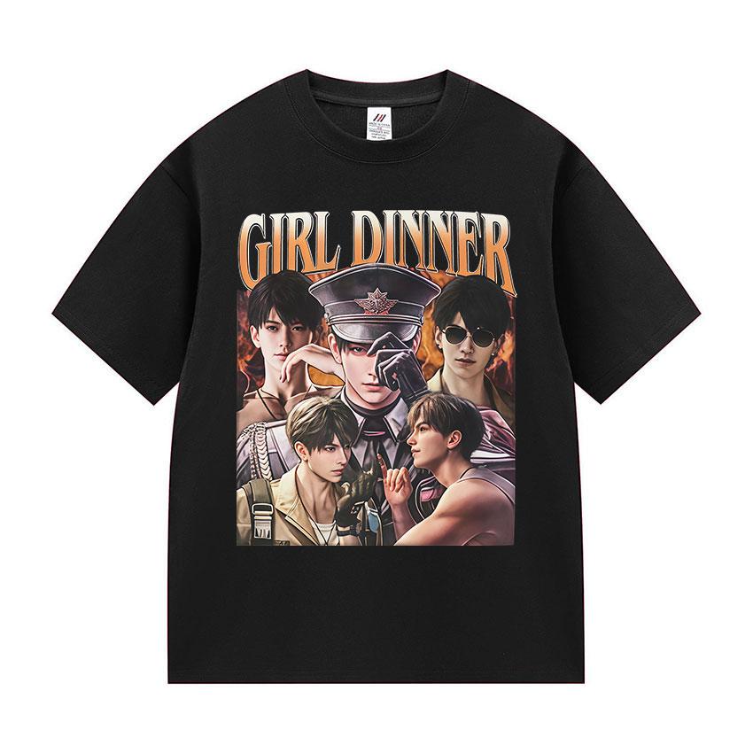 

Забавная футболка с графикой «Девушка на ужин Калеб» Love and Deepspace Новинка Летние футболки с круглым вырезом Модные высококачественные хлопковые футболки 4XL