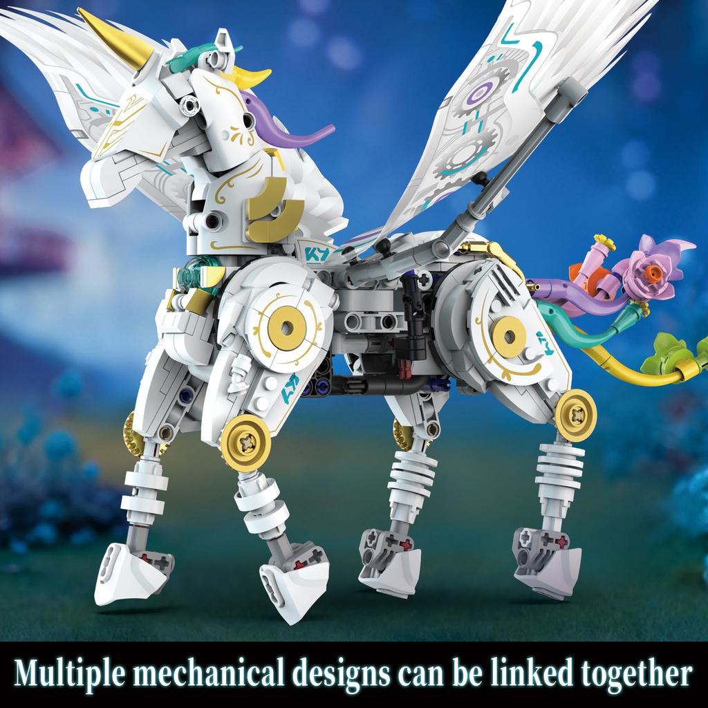 817 Pcs Mechanical Unicorn Animal Model Assembly Toy Home Creative Ornament Building Blocks Adult Christmas Birthday Gift