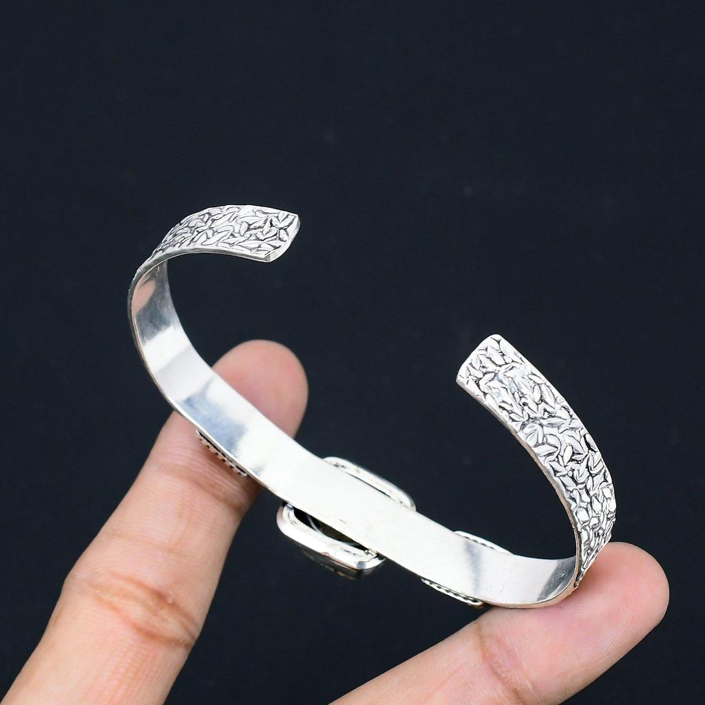 Geburtstagsgeschenk für sie Natürlicher Spinnennetz-Jaspis Armreif Verstellbar 925 Silber