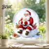 Christmas Window Decals Clings Decoration Cartoon Santa Claus Sticker with Crystal Ball Home Glass Decor Hot Cocoa Reusable Static PVC Decal