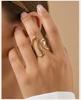 Luxury Adjustable Open Rings PVD Gold Plated Stainless Steel Zircon Geometric Rings for Women Stackable Jewelry Non Tarnish