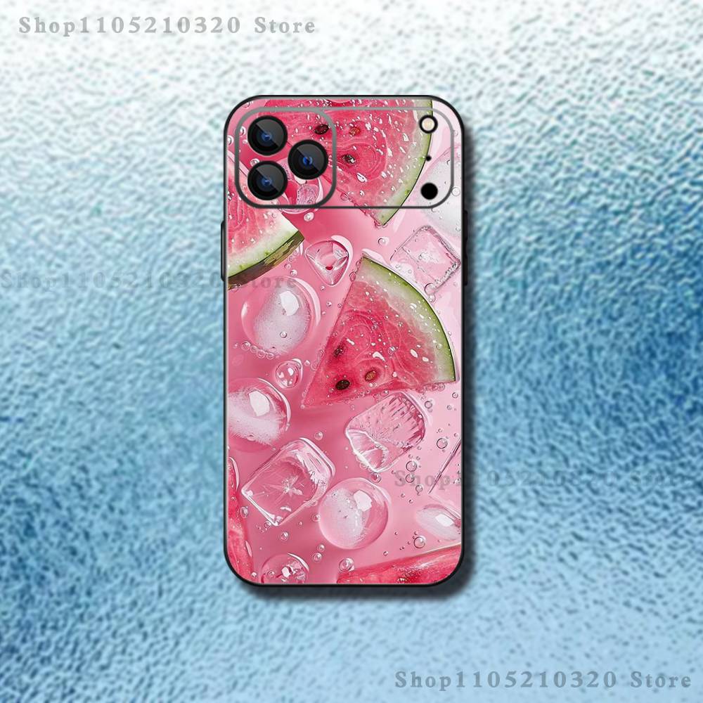 Fruit Watermelon Phone Case For iPhone 17,16,15,14,13,12,Pro,Max,Plus,E,SE4,Air,Mini Black Soft Box